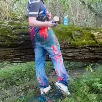 Hollister clothes covered in paint and mud